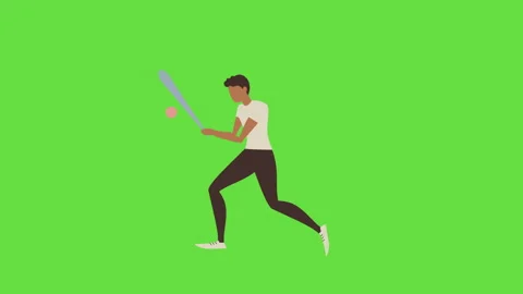 4k video of cartoon baseball player character on green background. Stock Footage 197366149