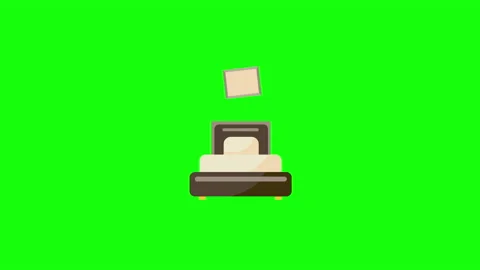 4k video of cartoon bed design on green background. Stock Footage 218324078
