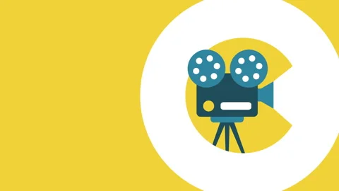 4k video of cartoon camera on yellow background. Stock-Footage 166089433
