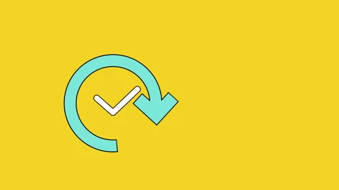 4k video of cartoon circle arrow icon on yellow background. Stock Footage 166334589