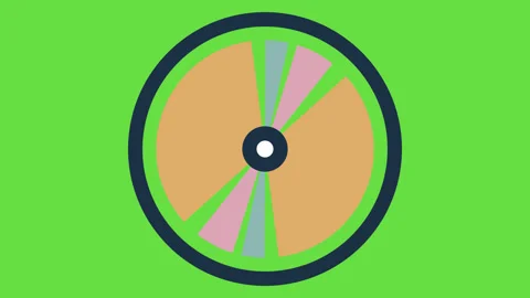 4k video of cartoon disk on white and green background. Stockbeeldmateriaal 179064468