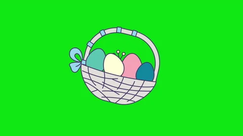 4k video of cartoon Easter basket design with eggs. Stock Footage 192432075