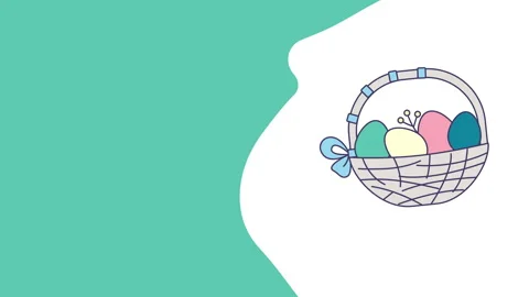 4k video of cartoon Easter basket design with eggs. 動画素材 210549266