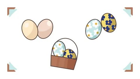 4k video of cartoon Easter basket design with eggs. 库存影片 213302755
