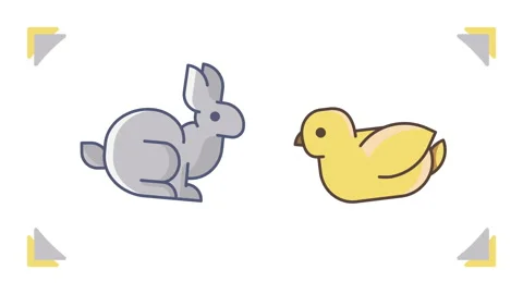 4k video of cartoon Easter bunny and yellow chicken on white background. Stock Footage 200695440