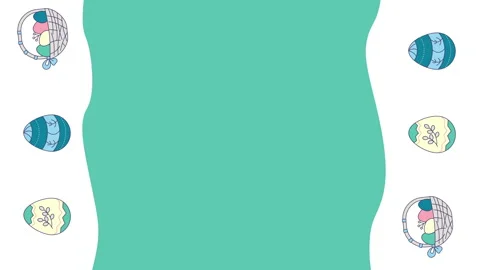 4k video of cartoon Easter eggs design on blue background. Stockbeeldmateriaal 208296244