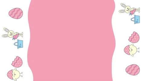 4k video of cartoon Easter set with eggs, bunny and chicken. Video stock 194493550