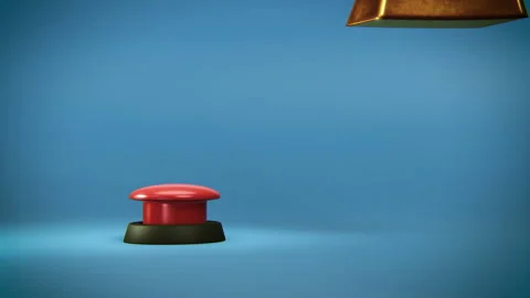 4k video of cartoon red button and golden bars. Stock Footage 179068372