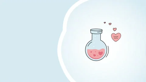 4k video of cartoon romantic elixir on blue background. Stock Footage 170318226