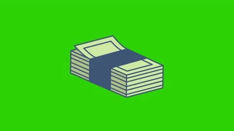 4k video of cartoon stack of money on green background. Stock Footage 201101894