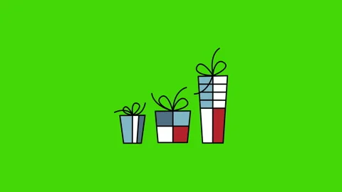 4k video of cartoon three gift boxes on green background. Stock Footage 170783853