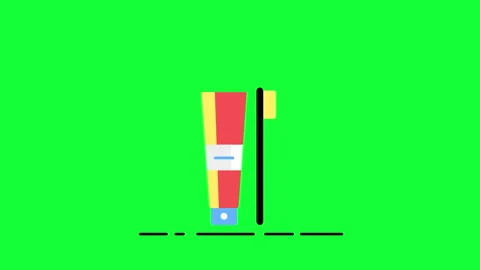 4k video of cartoon toothpaste and toothbrush on green background. Stock-Footage 167936840