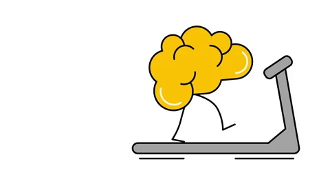 4k video of cartoon training brain creative design. 库存影片 157419124