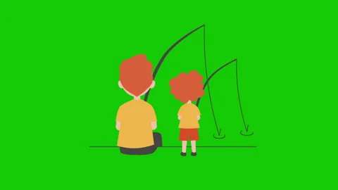 4k video of cartoon two characters fishing. Video stock 165316403