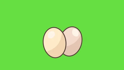 4k video of cartoon two eggs on green background. Stockbeeldmateriaal 201101746