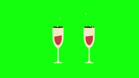 4k video of cartoon two wine glasses on green background. Stock Footage 166557201