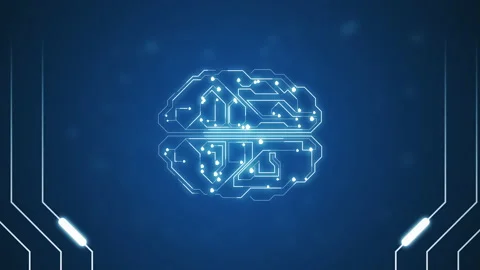 4k video circular rotation polygonal brain shape of an artificial intelligence. Stock Footage 135162542