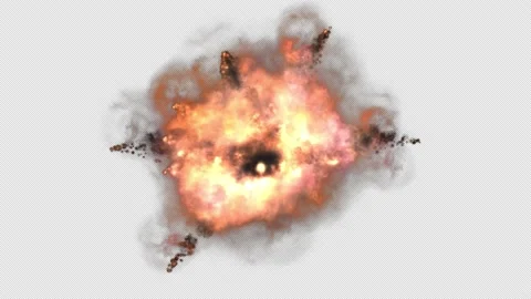 4K video clip of explosion and smoke (transparent) Stock Footage 166229058