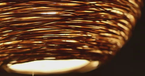 4K Video close up bamboo craft lamp. Concept for interior and light product. Stock Footage 212061716