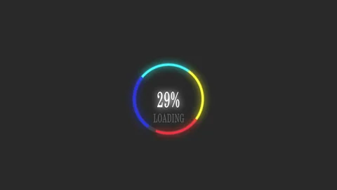 4K Video. Color loading circle bar on black screen. Dowloading - 0 to 100% Stock Footage 106004902