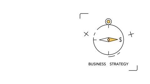 4k video of compass doodle on white background with text business strategy. 库存影片 170113121