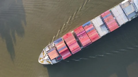 4K video of Container ship look down Stock Footage 122456347