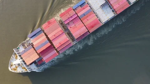 4K video of Container ship look down Stock Footage 122456496
