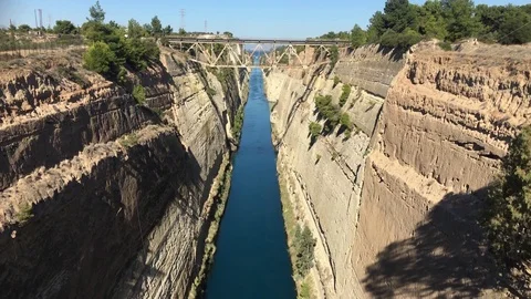 4k video. Corinth channel in Greece view on Aegean Sea Stock Footage 81541340