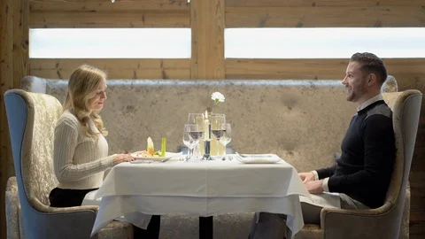 4K video couple dining out in luxury restaurant Stock Footage 126090658