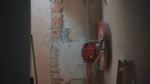 4K video of cutting a panel concrete wall with core saw Stock Footage 237507483