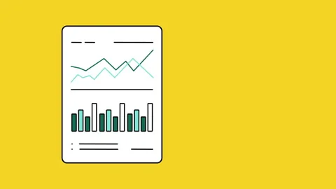 4k video of data analytic graphs and charts in flat design. Stockbeeldmateriaal 157749410