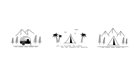 4k video of different camping sets in doodle style. 库存影片 167260807