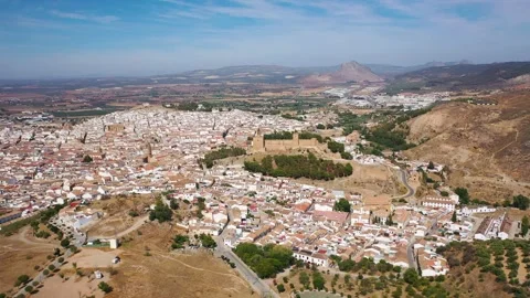 4K video from drone to along the old town of Antequera,Spain Stock Footage 285141510