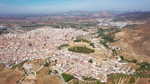 4K video from drone to along the old town of Antequera,Spain Stock Footage 285141548