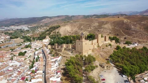 4K video from drone to along the old town of Antequera,Spain Stock Footage 285141714