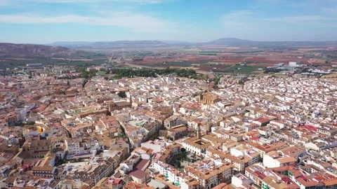 4K video from drone to along the old town of Antequera,Spain Stock Footage 285141756
