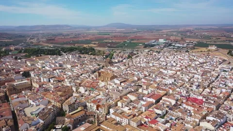 4K video from drone to along the old town of Antequera,Spain Stock Footage 285141868