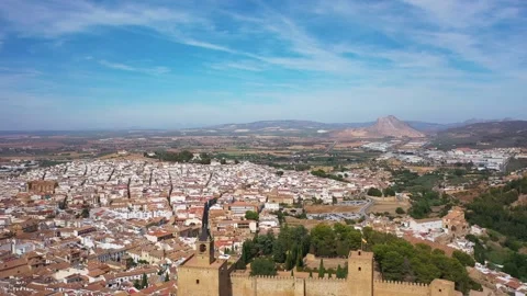 4K video from drone to along the old town of Antequera,Spain Stock Footage 285141935