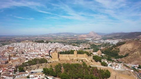 4K video from drone to along the old town of Antequera,Spain Stock Footage 285142027