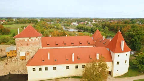 4K video from drone to Bauska Castle .Bauska, Latvia. Stock Footage 305167032