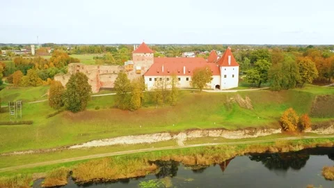 4K video from drone to Bauska Castle .Bauska, Latvia. Stock Footage 305167058