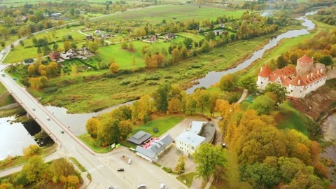 4K video from drone to Bauska Castle .Bauska, Latvia. Stock Footage 305167217