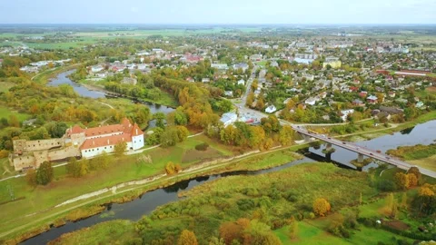 4K video from drone to Bauska Castle .Bauska, Latvia. Stock Footage 305167233