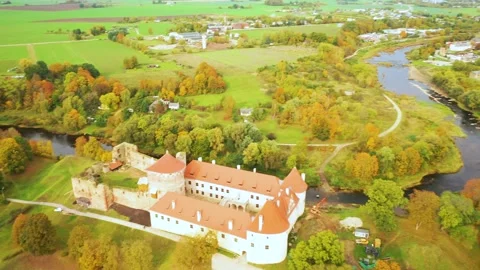 4K video from drone to Bauska Castle .Bauska, Latvia. Stock Footage 305167242