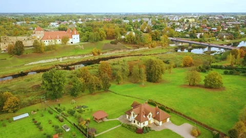 4K video from drone to Bauska Castle .Bauska, Latvia. Stock Footage 305167245