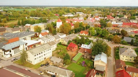 4K video from drone to Bauska Castle .Bauska, Latvia. Stock Footage 305668511