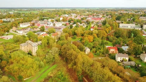 4K video from drone to Bauska Castle .Bauska, Latvia. Stock Footage 305668514