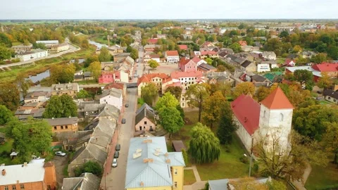 4K video from drone to Bauska Castle .Bauska, Latvia. Stock Footage 305668550