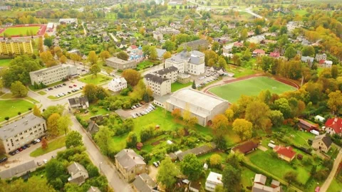 4K video from drone to Bauska Castle .Bauska, Latvia. Stock Footage 305668616