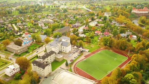 4K video from drone to Bauska Castle .Bauska, Latvia. Stock Footage 305668617